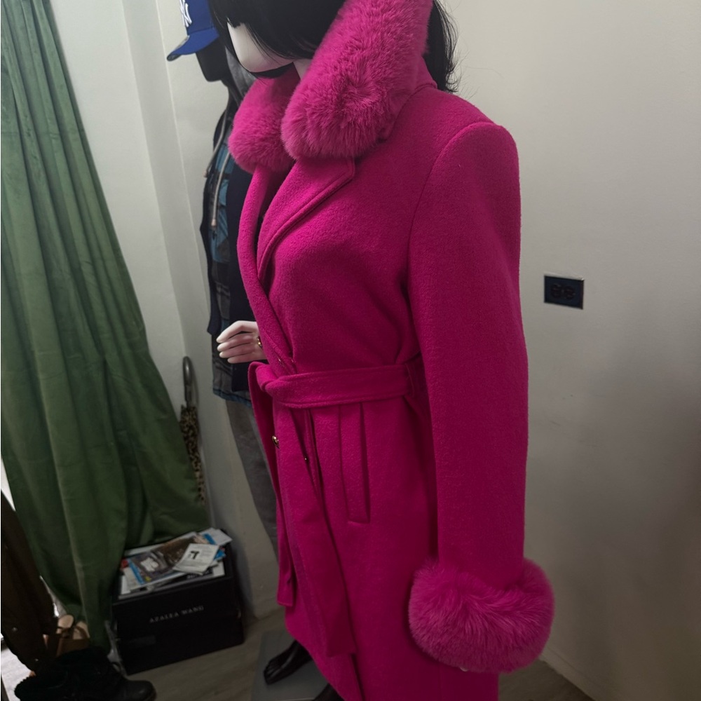 Women's Pink Double-Breasted Coat - Picture 13 of 15